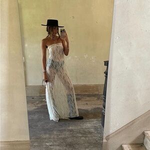 WeWoreWhat Strapless Lace Dress